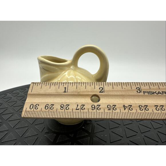 Vintage Yellow Pottery Miniature Poinsettia Pitcher Vase - Picture 7 of 7